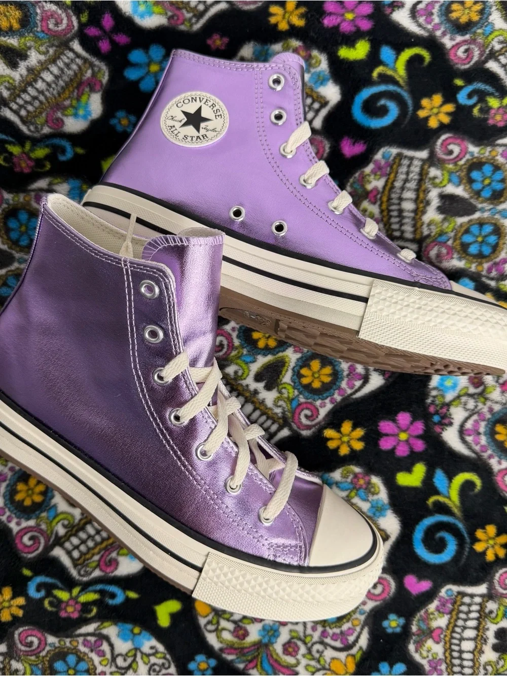 Converse Metallic Purple High-Top Kids Sneakers